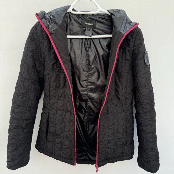 DESIGUAL Hooded Pakaian Jadi Wanita Jacket Size 38 US Women's Size 2 Black - Picture 8 of 16